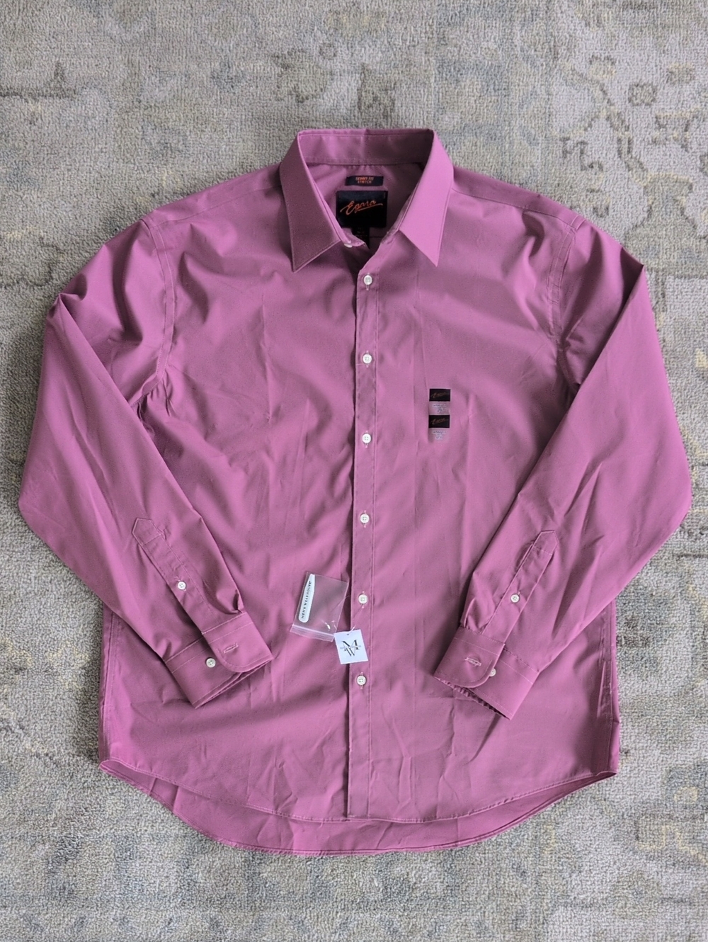 Egara 34/35 Men's Long-Sleeve Dress Shirt in Mauve